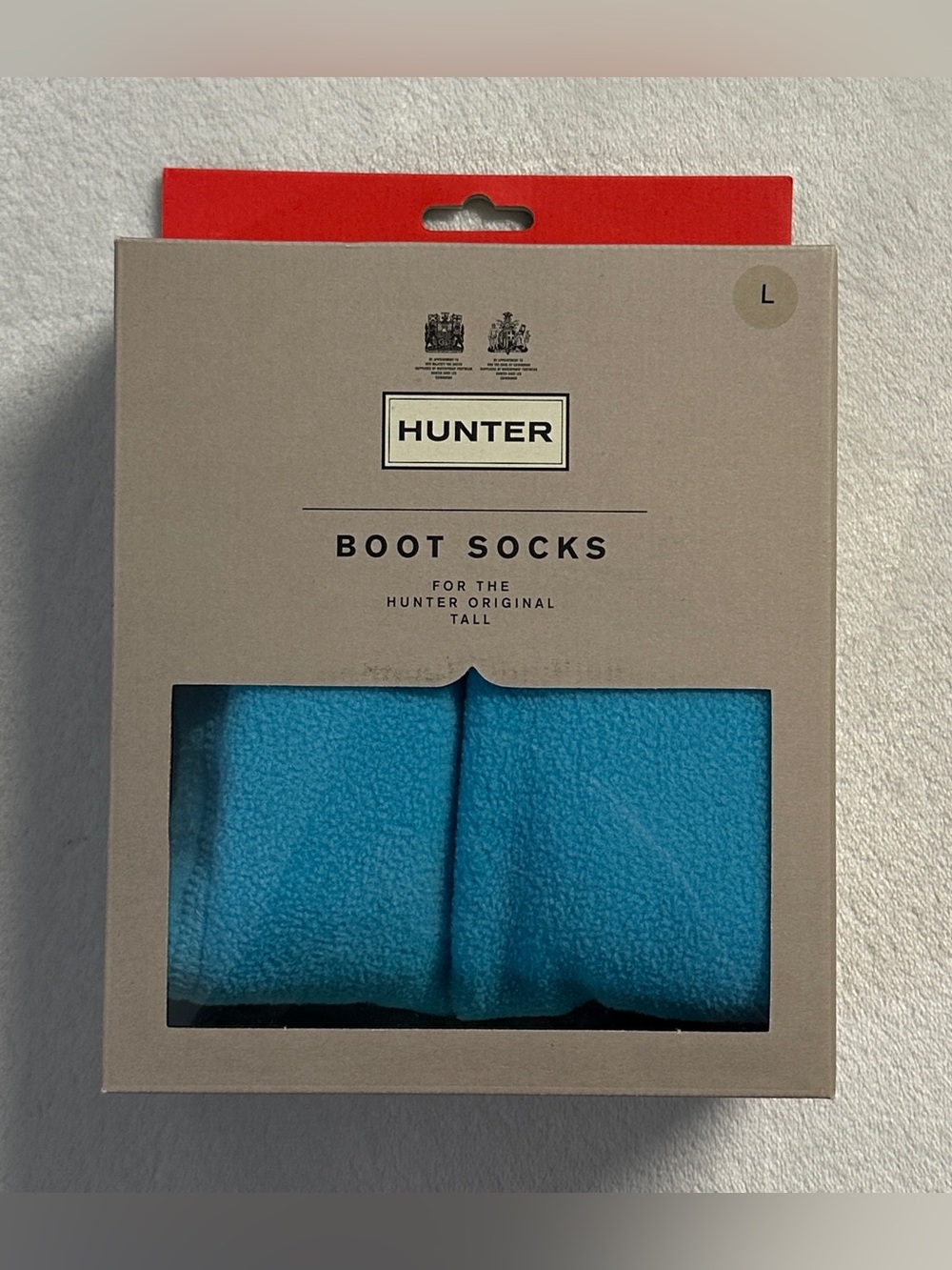 HUNTER women's pale blue fleece original tall boot socks, L.